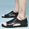 New Fashion Summer Men Shoe Black Vintage Italian Hollow Out Flats Casual Non-slip Breathable Beach Sandals Leather Flat Sandals