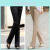 Pencil Woman Pants Solid Mid Waist Long Casual Black Elegant Leisure Pants
