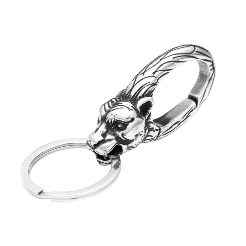Sturdy Stainless Steel Keychain With Unique Dragon Head Designs Portable for Everyday Use and Fashion Accessory