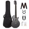 Enya Nova Go SP1 Akustik-E-Gitarre, Mini-Gitarre aus Kohlefaser mit AcousticPlus Tonabnehmer, Inklusive Gitarrentasche und Gurt (Schwarz)