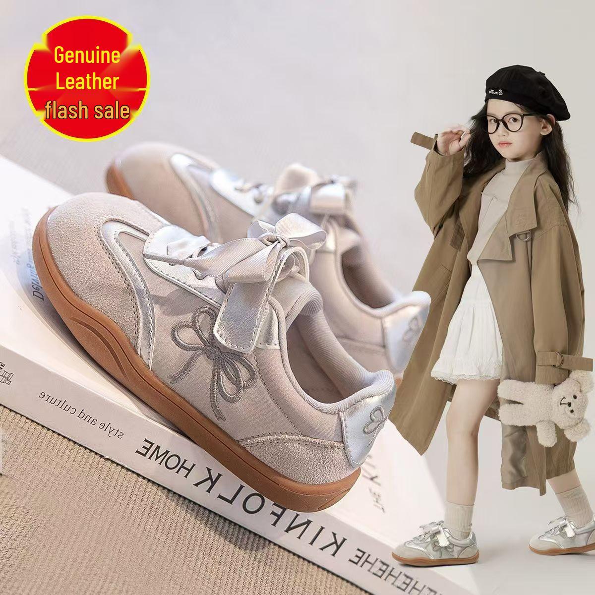 

Модные кроссовки Maike Kids на осень 2024 года с мягкой подошвой и нескользящим покрытием для девочек 14.5 cm серебряный