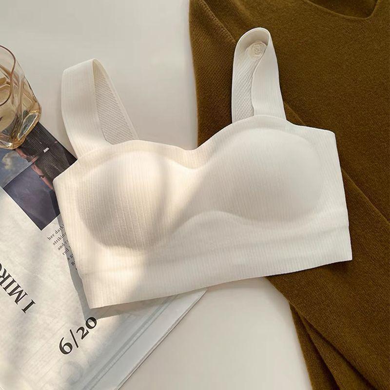 Women's Push - Up Wire - Free Anti - Sagging Bra with Side Support Seamless One - Piece Tank Style for Autumn and Winter