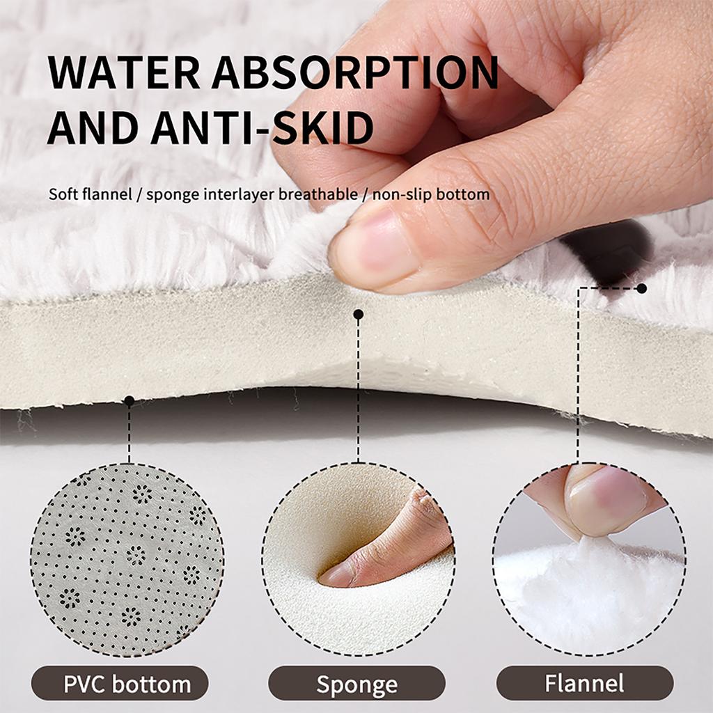 Badezimmer-Antirutschmatte für zu Hause, verdickte fächerförmige weiche Matte, WC-Plüschmatte, Duschraum-Türvorleger, Eingangsvorleger