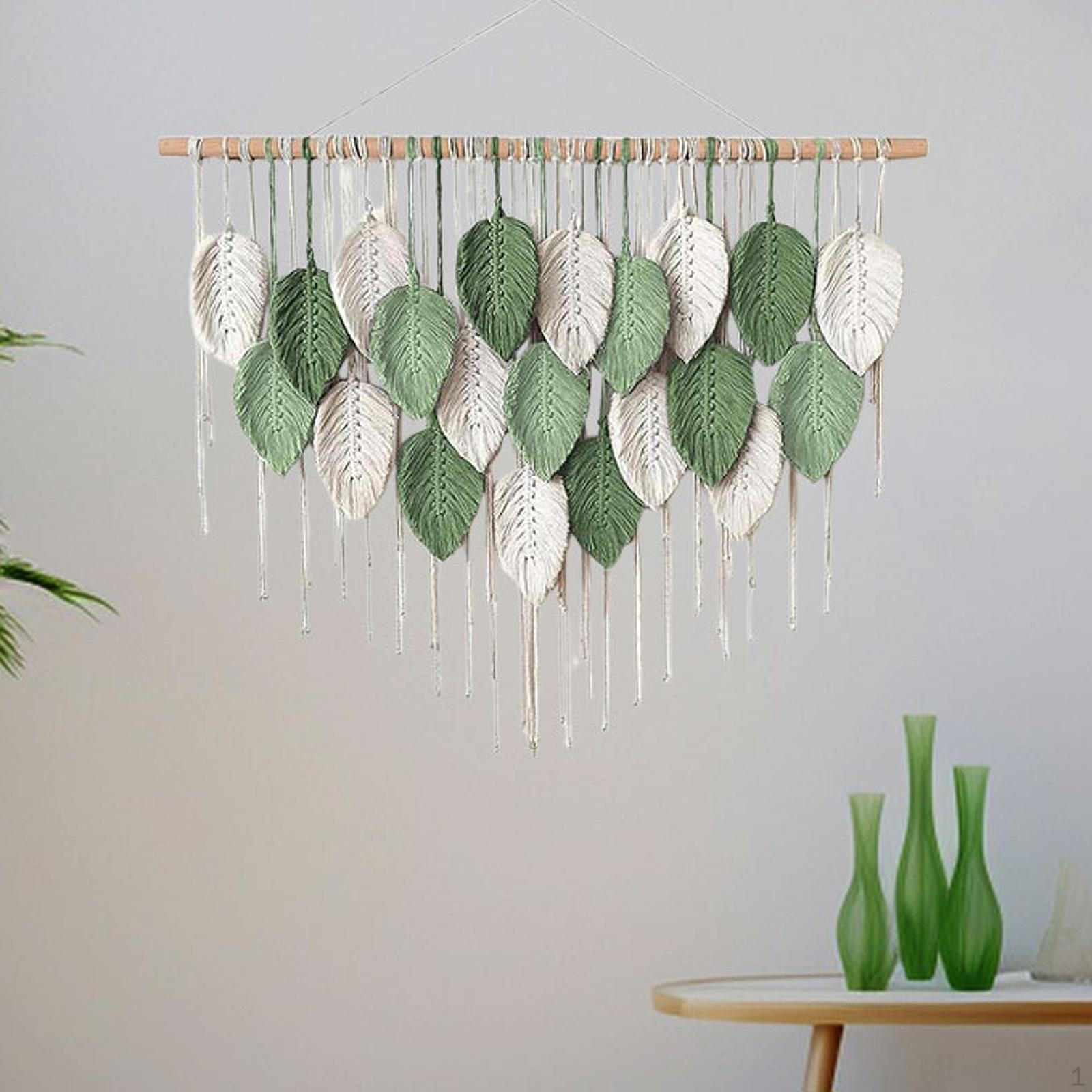 

Макраме Настенное Панно Бохо Листья Гобелен, Шикарный, Орнамент Тканый Гобелен для Детской зелёный