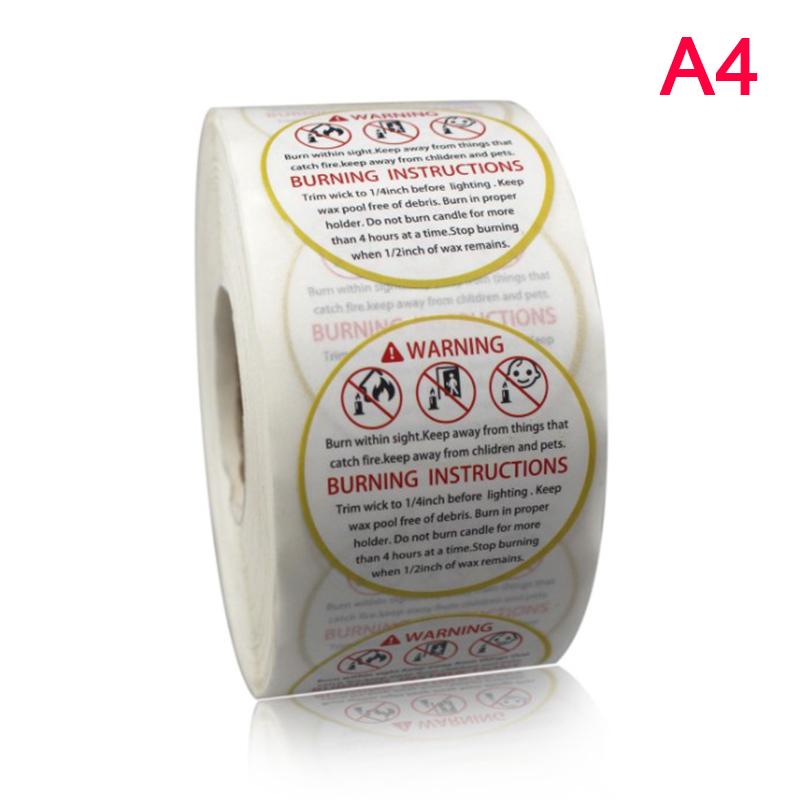 1Roll Fragile Stickers Candle Warning Label Candle Jar Container Stickers Waterproof Wax Melting Safety Label Vow Sticker Label