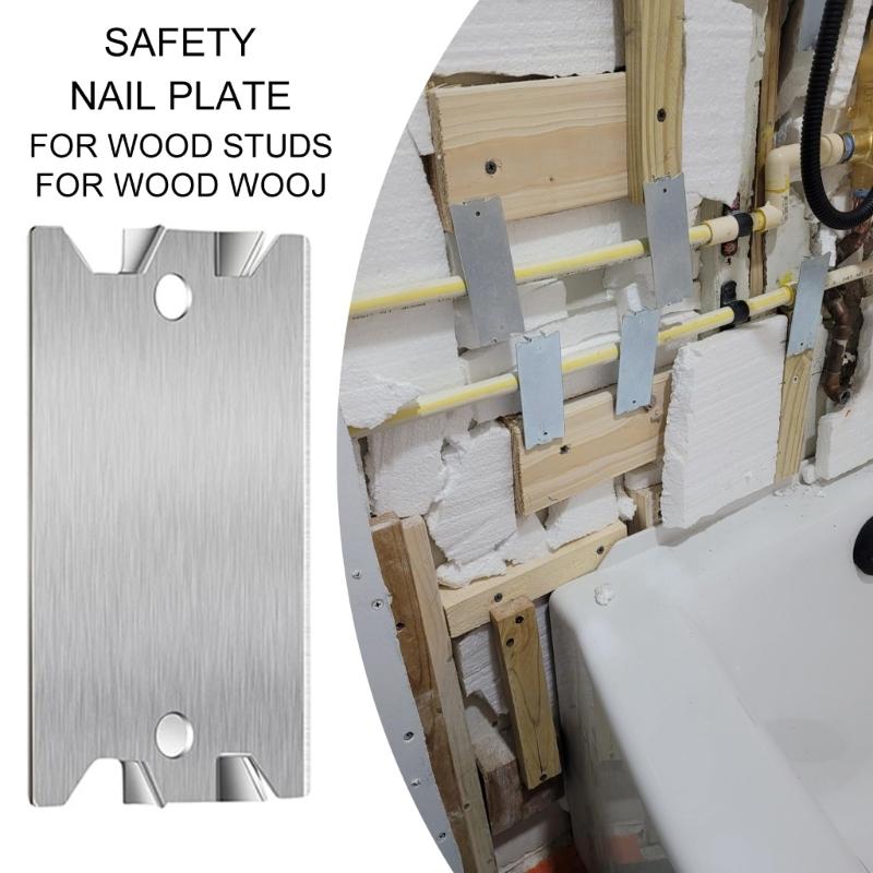 50Pcs AntiNail Protections Plate Shield Cable Wire Protector Plate Safety Nail Plate for Wood Studs Easy to Install