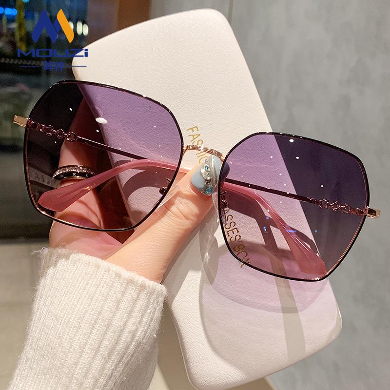 Korean-Style Women's Polarized Sunglasses: Street Chic, UV Protection, Retro Large Frame, Perfect for a Round Face