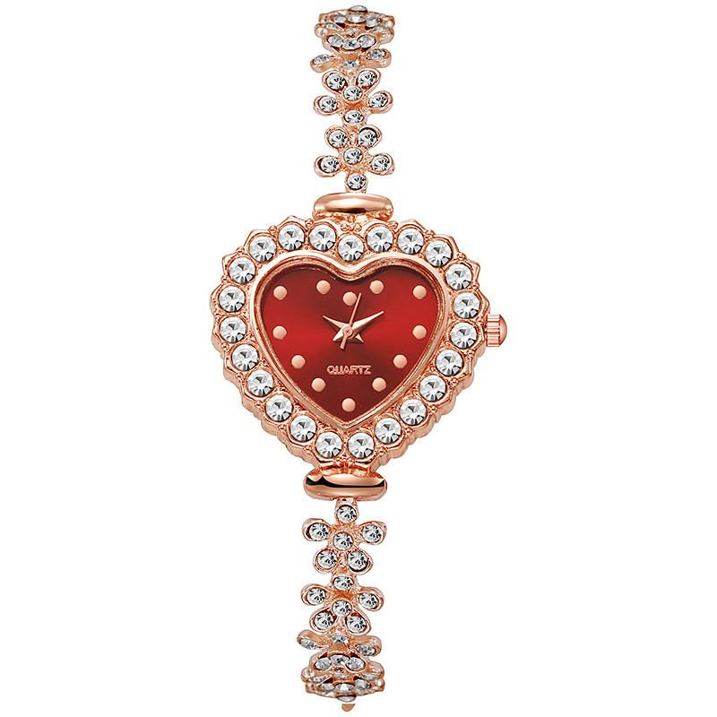 

Heart Shaped Ladies Quartz Watch With Alloy Band And Crystals For Fashion Women красный