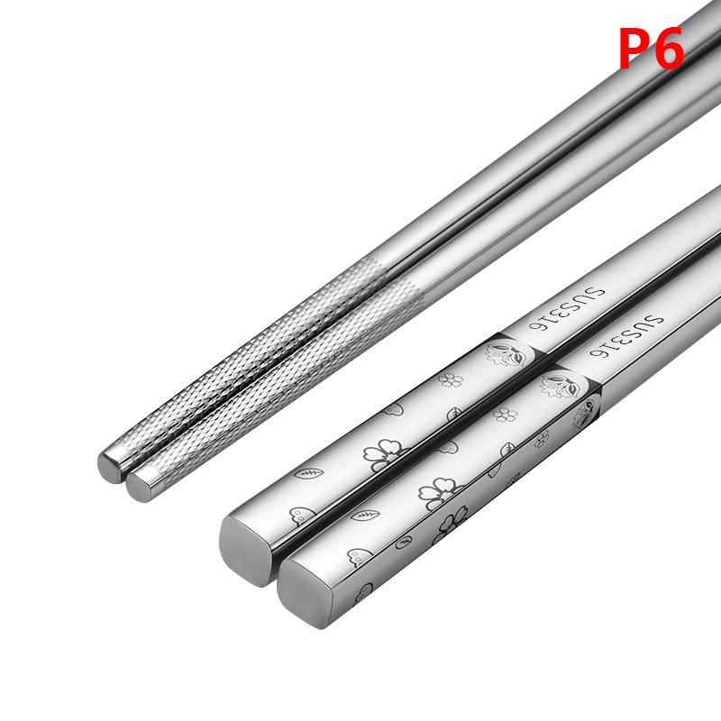 316 Stainless Steel Chopstick Laser Engraving Chinese Chopsticks Antiskid Household Metal Reusable Chopstick Outdoor Tableware