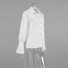 Autumn fashion design sense flared sleeves white slim-fit commuter lapel shirt European and American versatile simple shirt women's clothing