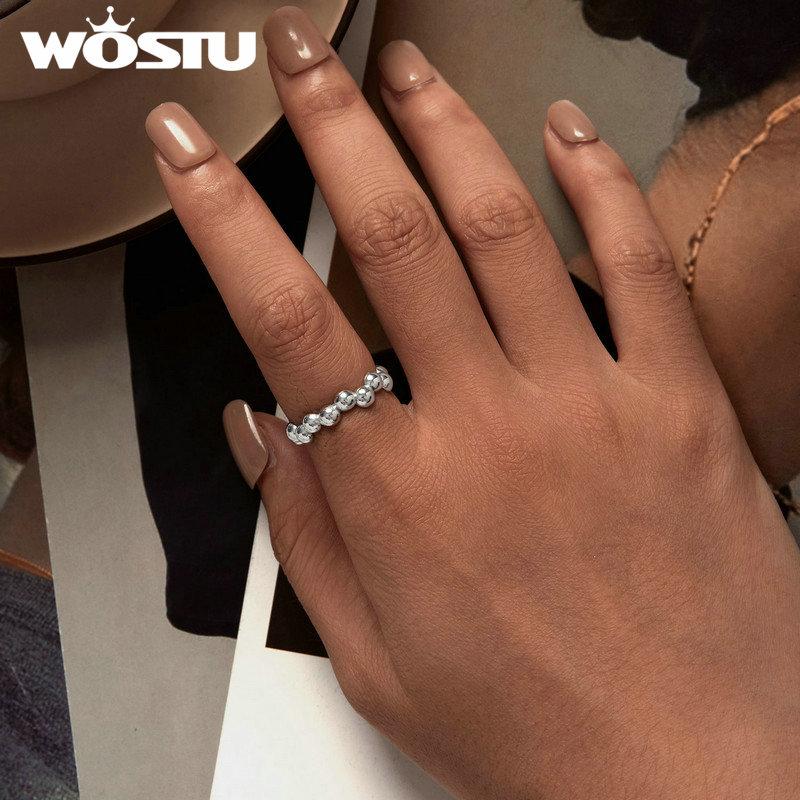 WOSTU 925 Sterling Silber Bubble Ring für Frauen Kreatives Design unregelmäßige Blasen Öffnungsringe Mädchen Party Schmuck Geschenk