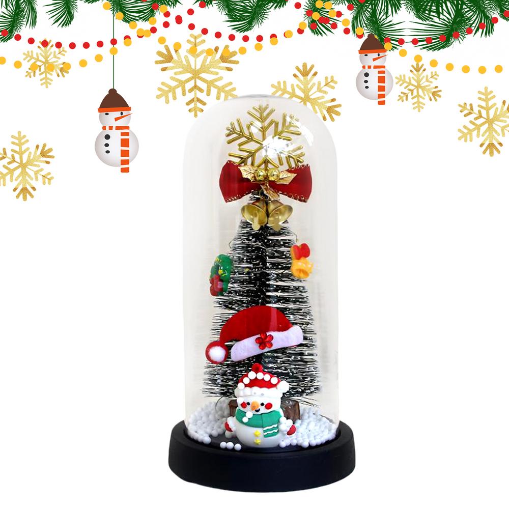 Christmas Nightlight Transparent Glass Christmas Decoration Lamp Glass Dome Ornaments Table Night Lights For Living Room Bedroom