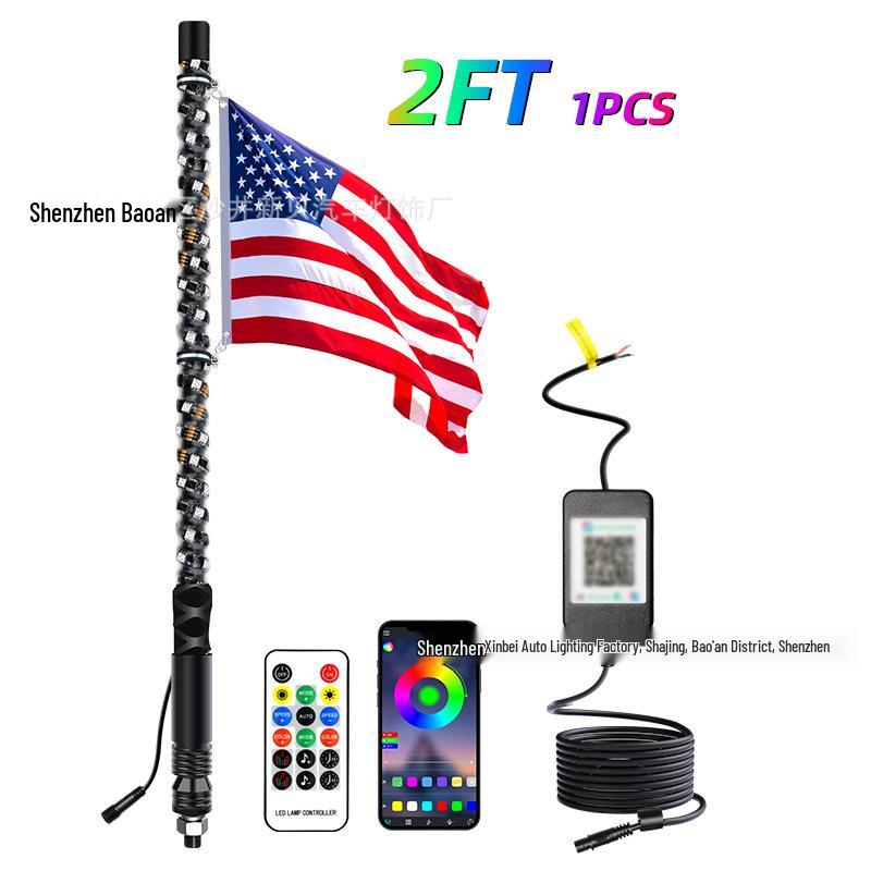RGB Off-road Flagpole and Beach Atmosphere Light with Brake Function
