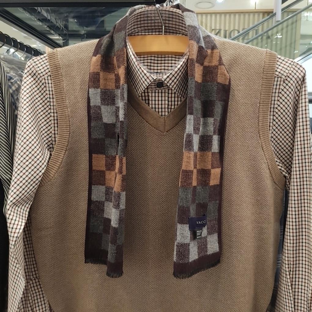 Bachi warm and soft chess pattern men's petite muffler VM1M4BS110I