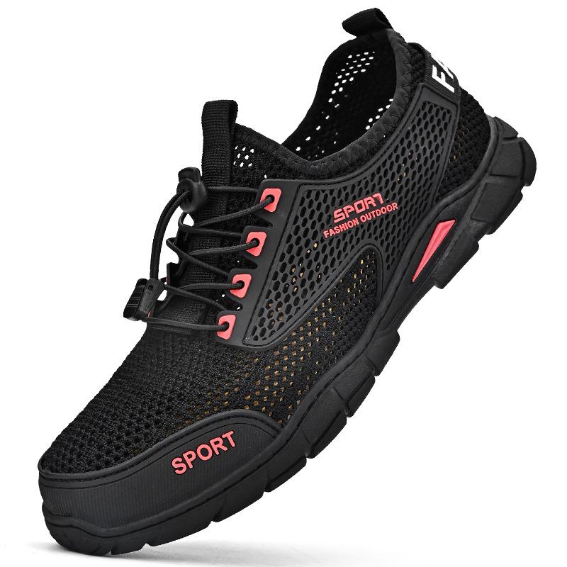New Men's Shoes Summer Breathable Thin Hollow Sports Running Mesh Shoes Men's Mesh Lightweight Mesh Trendy Shoes