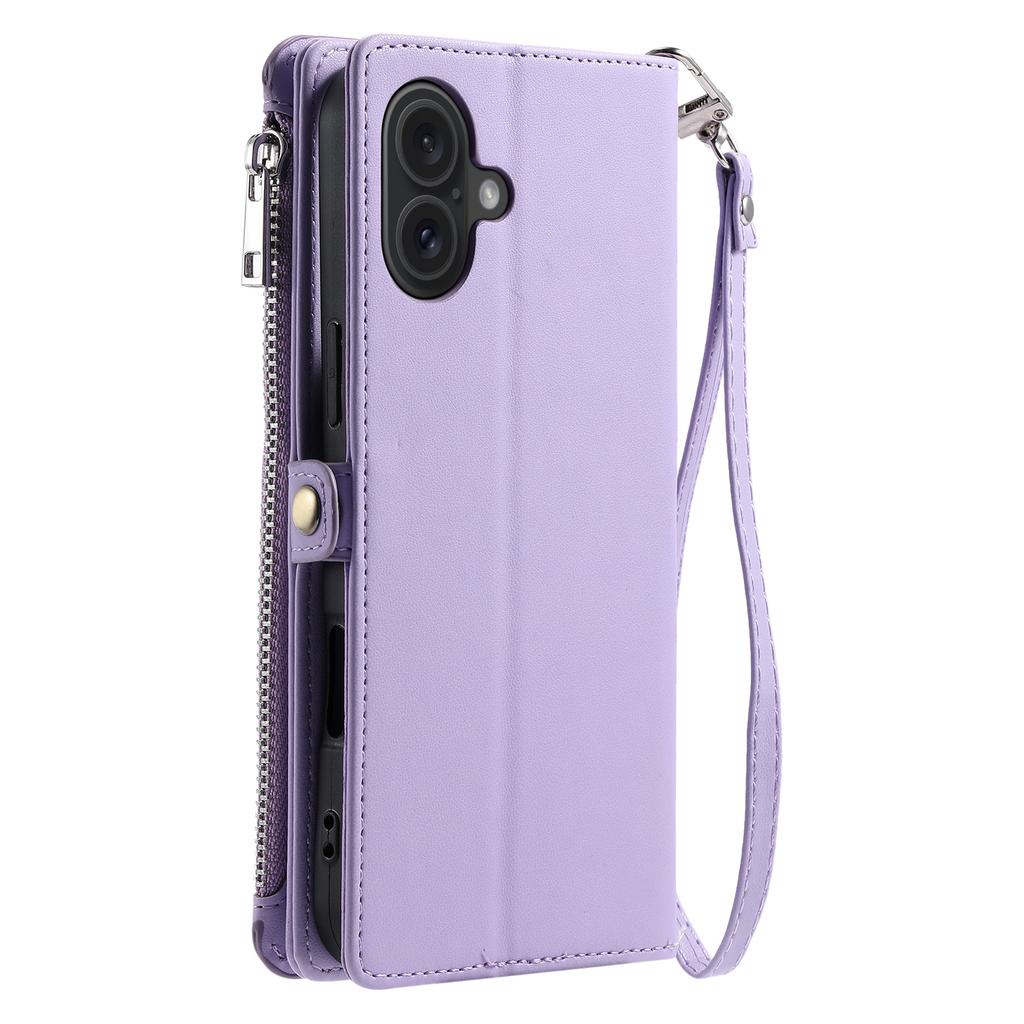 015 Stil für iPhone 16 Hülle Kratzfest Kartenfächer Leder Handyhülle mit Tragebändern