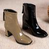 Pointed Toe Women Ankle Boots Black White Pink Sock Booties Thick High Heels Fashion PU Shoes Woman Winter Botas Size 35-40