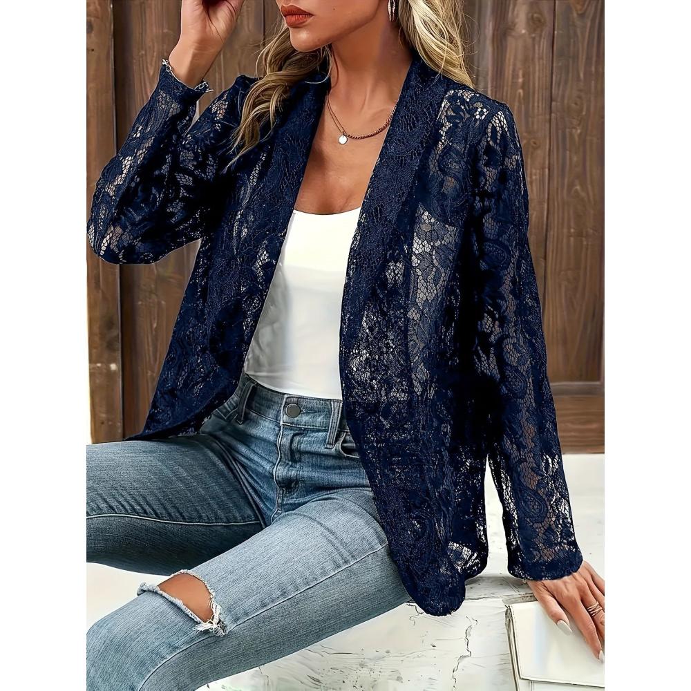 Spring and Summer Small Blazer Stylish Versatile Solid Color Lace Shirt Jacket