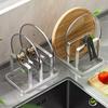 Combinazione Organizzatore Salvaspazio per Coperchio Pentola in Acciaio Inossidabile e Tagliere - Robusto Supporto da Banco, Organizer da Cucina