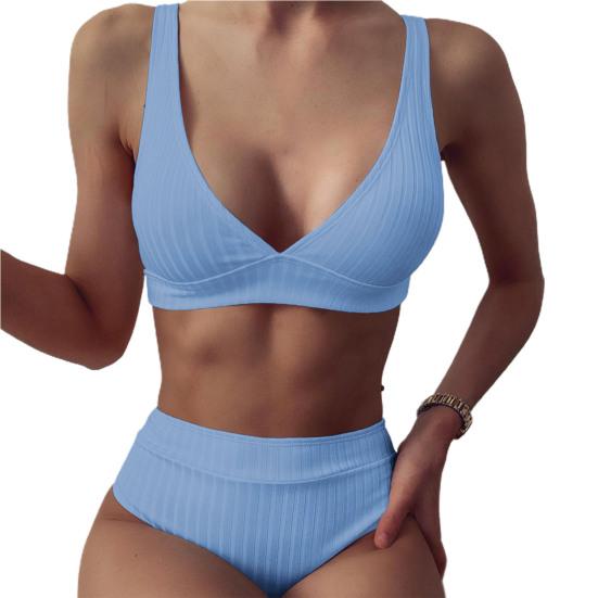 

2 шт./компл. женские купальники без рукавов, бикини с v-образным вырезом, комплект M