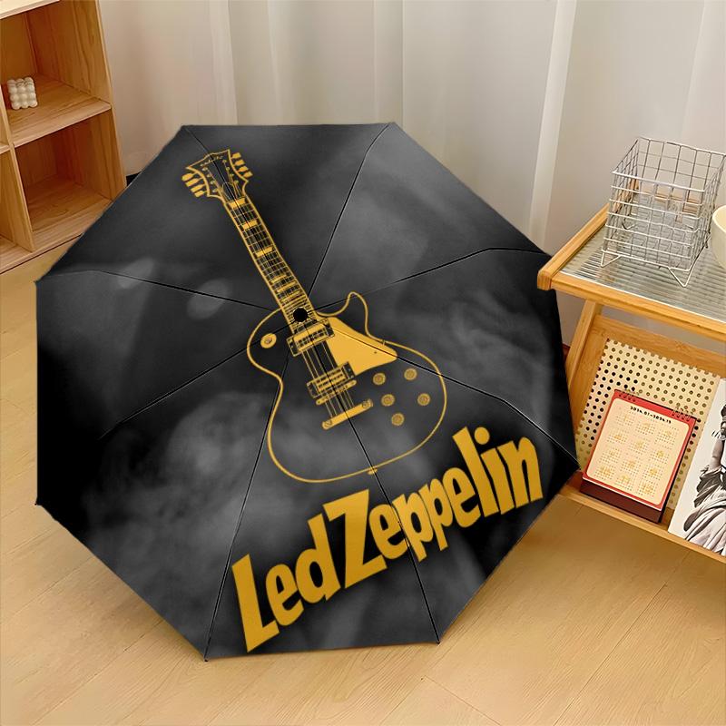 Led Zeppelin Druck 8?Rippen Automatischer Regenschirm Winddicht Leicht Faltbarer Regenschirm Für Reisen im Freien