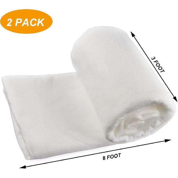 Snow Blankets for Christmas Village, Set of 2 Rolls of 3 Foot X 8 Foot Fake Snow Blanket Roll for Xmas Tree Holiday Winter Decoration