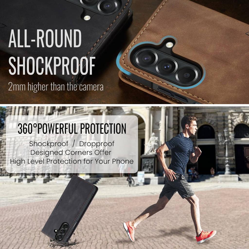 Flip Wallet Case for Samsung Galaxy A27, Leather Magnetic Folio Cover with Card Holder, Kickstand - TPU Shockproof Durable Case