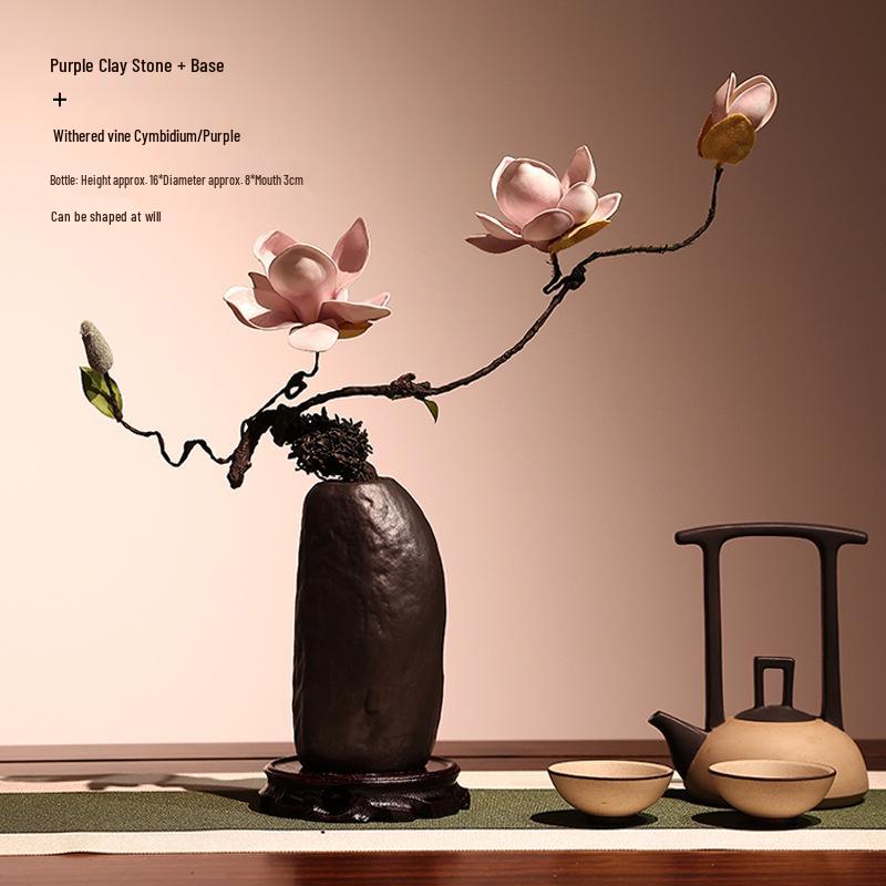 High-End Artificial Silk Magnolia Flower Arrangement - Classical, Elegant Dried Flower Set for Home Decor