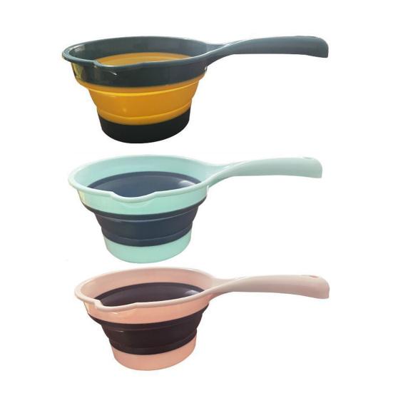 Foldable Water Ladle, Collapsible Silicone Kitchen Scoop for Rice Washing, Space Saving Multipurpose Dipper for Home