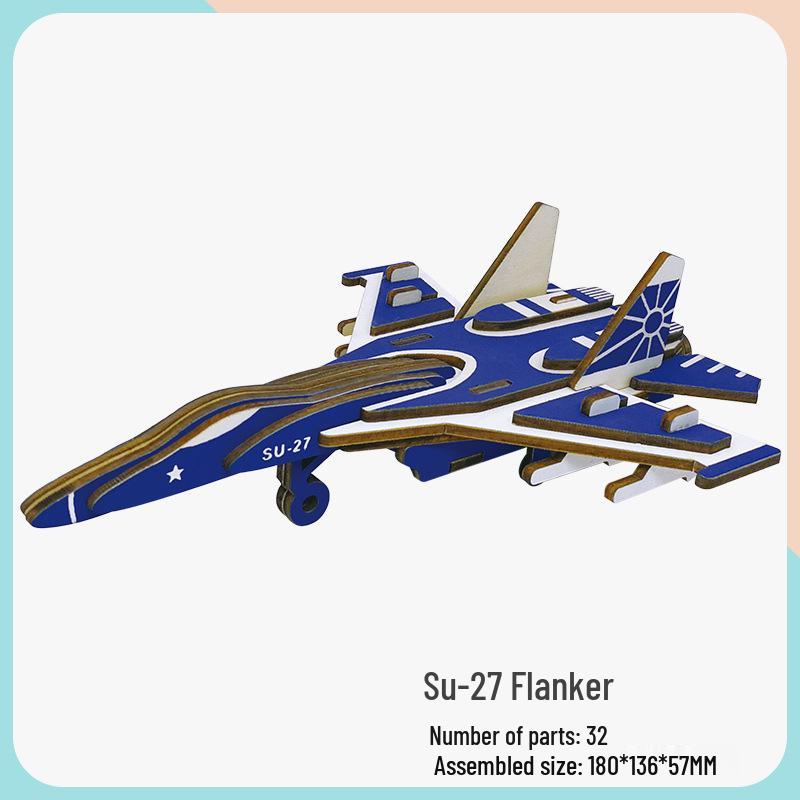 Children's Handmade Wooden Airliner Model 3D Puzzle Educational Toy