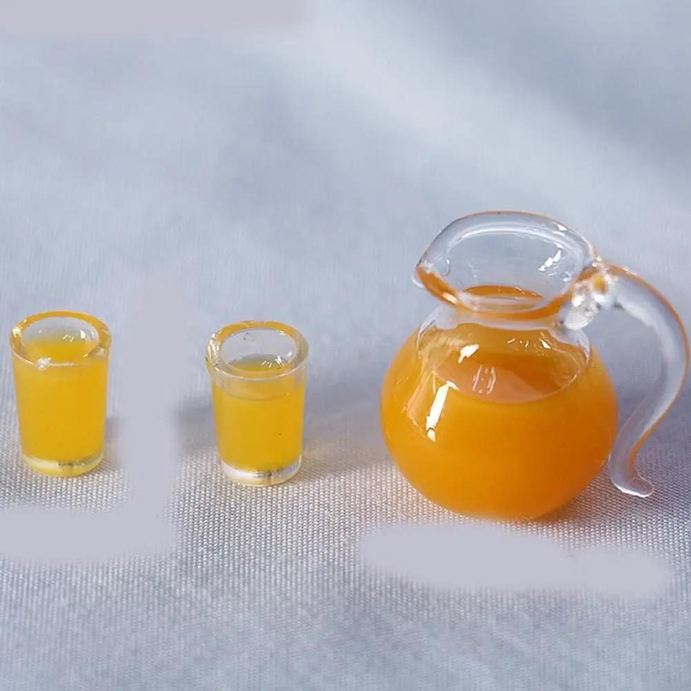 Resin Orange Juice Doll Accessories 1/12 Scale Drinks Jug Cup Mini Doll Accessories Simulation Miniature Drinking Model