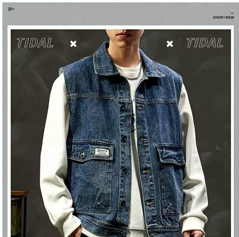 Vesta Denim Vintage Bărbați High-End 2025: Modă retro la modă, fără mâneci