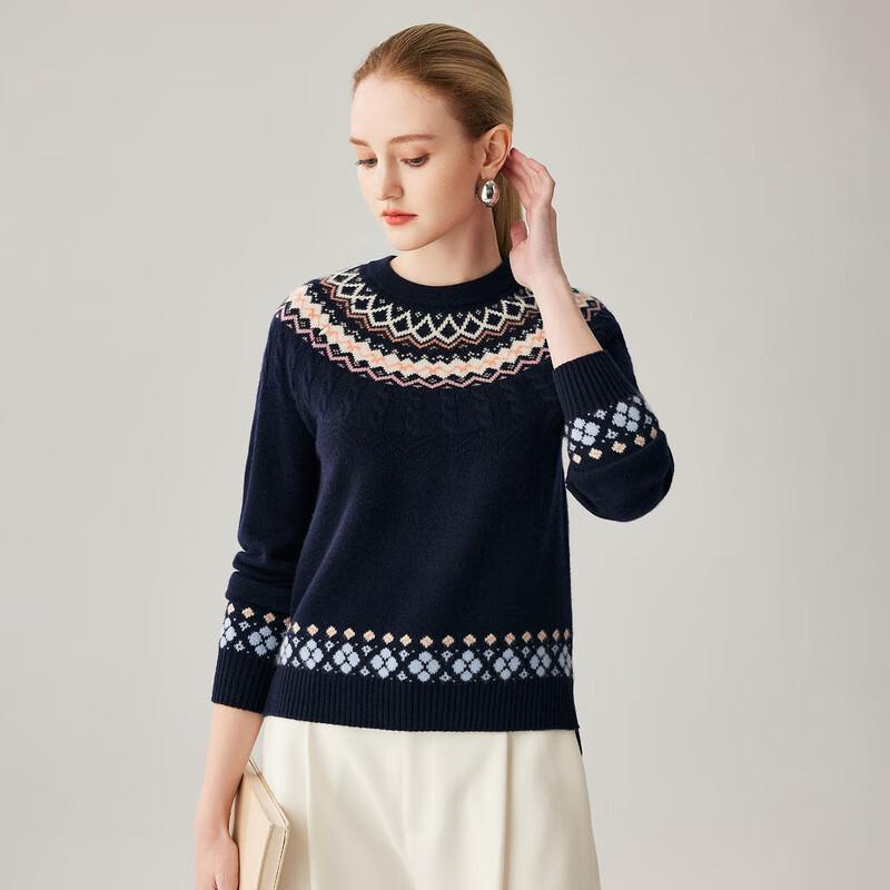 Women's Fair Isle Thick Cashmere Cable Knit Sweater