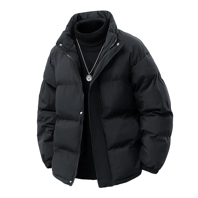 

Men s Stand Collar Cotton Jacket - Business Casual, Solid Color, Padded, Style 8818 [Couples Option Available] 2XL чорний