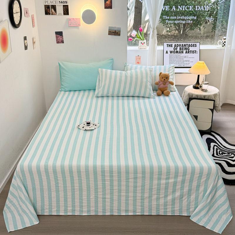 Skin Friendly and Comfortable Washed Cotton Striped Series Single Bed Sheet for Home Use, Double Student Dormitory, Single Bed Sheet