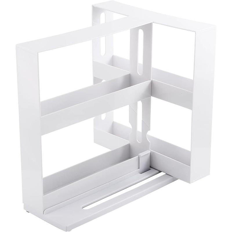 

1pc Plastic Storage Rack 2-Tier Rotating Spice Organizer, Multi-Functional Cabinet Holder for Medicines Hardware Essential Oils белый