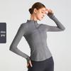 Damen Herbst/Winter Schlankmachendes Yoga-Top mit Daumenlöchern - Langarm-Sportjacke für Outdoor-Fitness