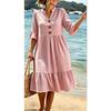 JPNTKY Women's  3/4 Sleeve V-Neck Fashion Summer Spring Casual Dresses