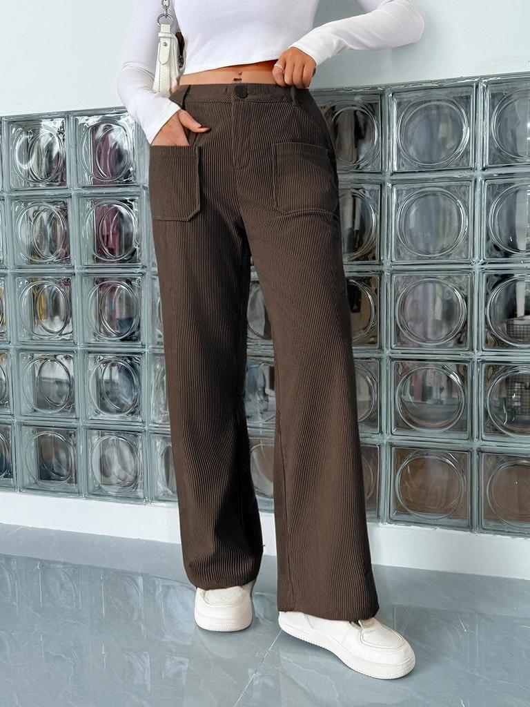 2025 European & American Fashion Straight-Leg Pants with Pockets