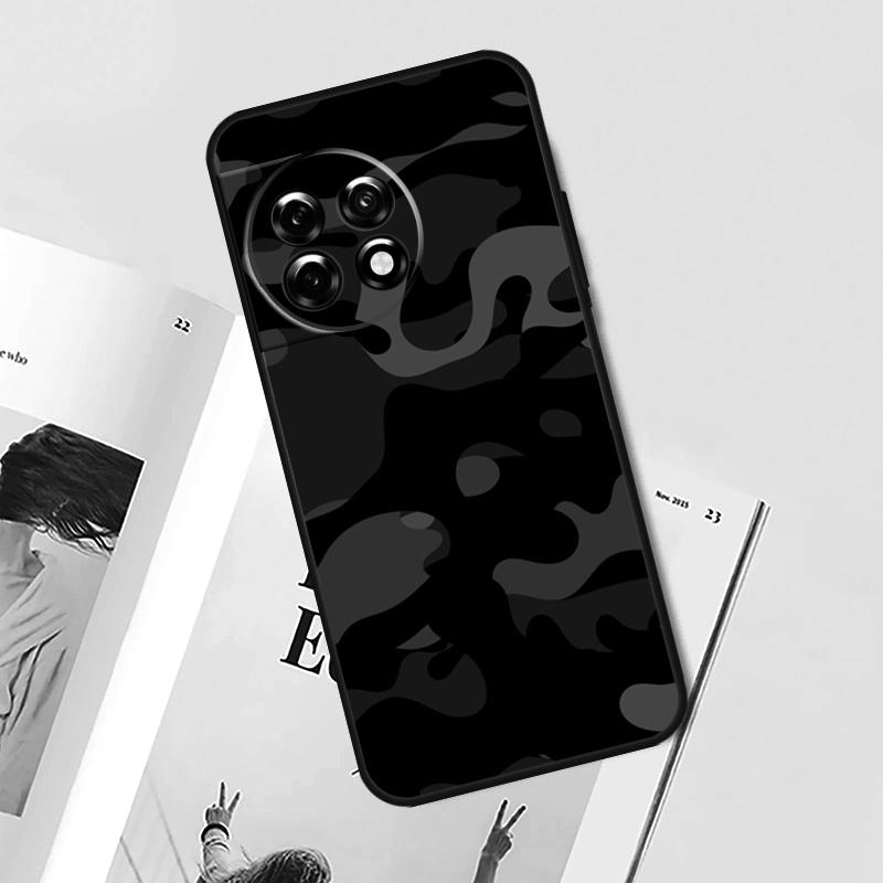 Black Night Camo Camouflage For OnePlus 12 11 9 10 Pro 8T 9RT 10T 10R 12R OnePlus Nord 3 2T CE 2 Lite N10 N20 N200 Case