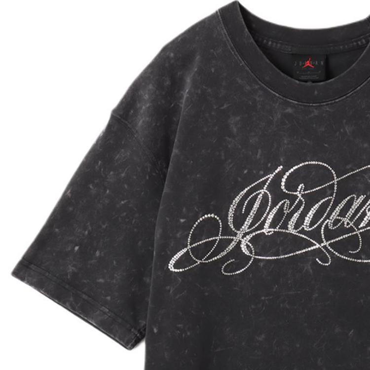 Jordan Gfxas Wj Ss Os Swcrystl Letter Round Neck Drop Shoulder Short Sleeve T-Shirt Unisex T-Shirt Gray IF2466-045