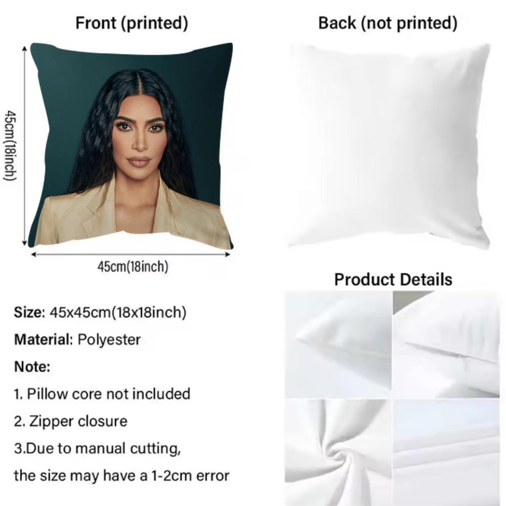 Popular Celebrity Kim Kardashian Cushion Cover Soft & Easy-Wash Pillow Case – Versatile For Couch, Bed, Travel And Office