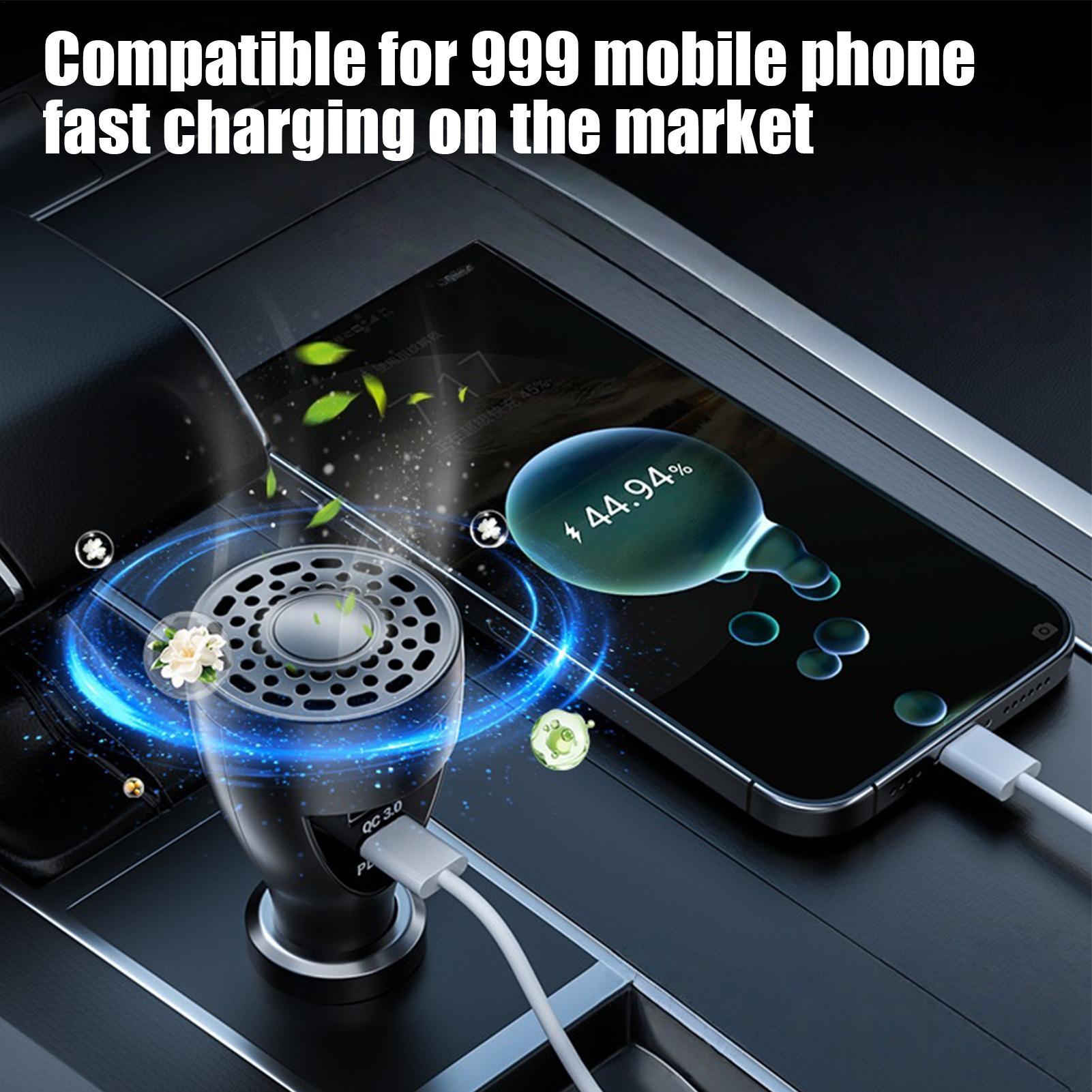 

Car Scents Air Freshener Car Phone Charger Air Purifier Scent Diffuser Adapter Fast Charging 2-Port Odor Eliminator For Most China Mainland