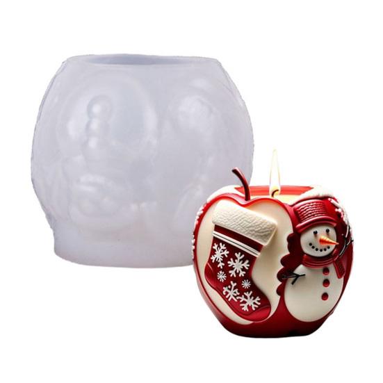 Christmas Candle Mold 3D Embossed Santa Tree Snowman Cylinder Silicone Mold for Resin Candle Soap Craft Cake Chocolate Making