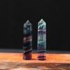 Single-Pointed Natural Colorful Fluorite Hexagonal Column Raw Stone Ornaments  Gem Crafts