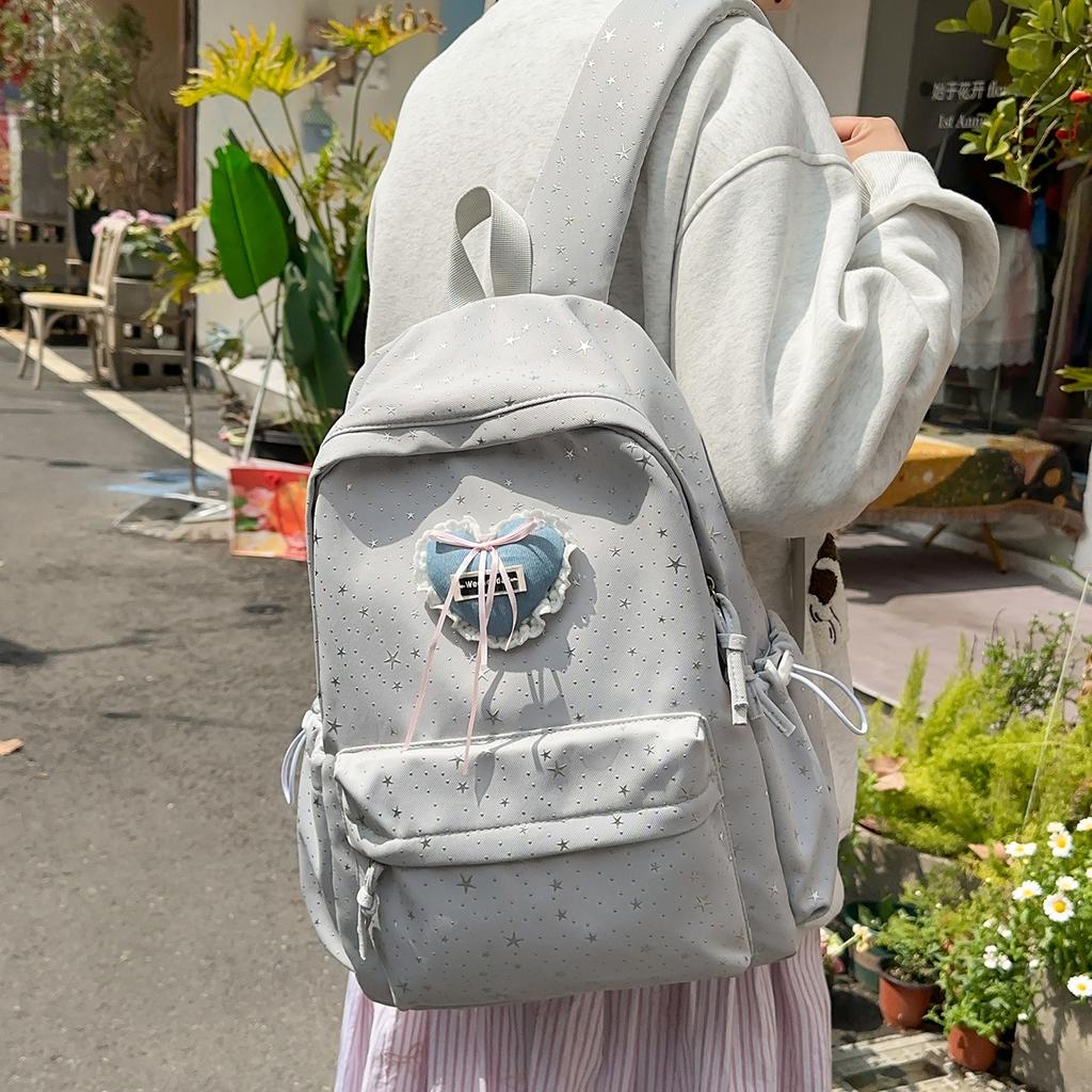 Schoolbag Korean Love Girl Style Schoolbag Large Capacity High Value Star Light Simple Student Party Campus Backpack