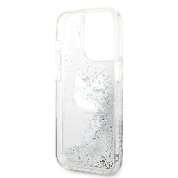 Etui Do iPhone 14 Pro Karl Lagerfeld Glitter Choupette Head Srebrne