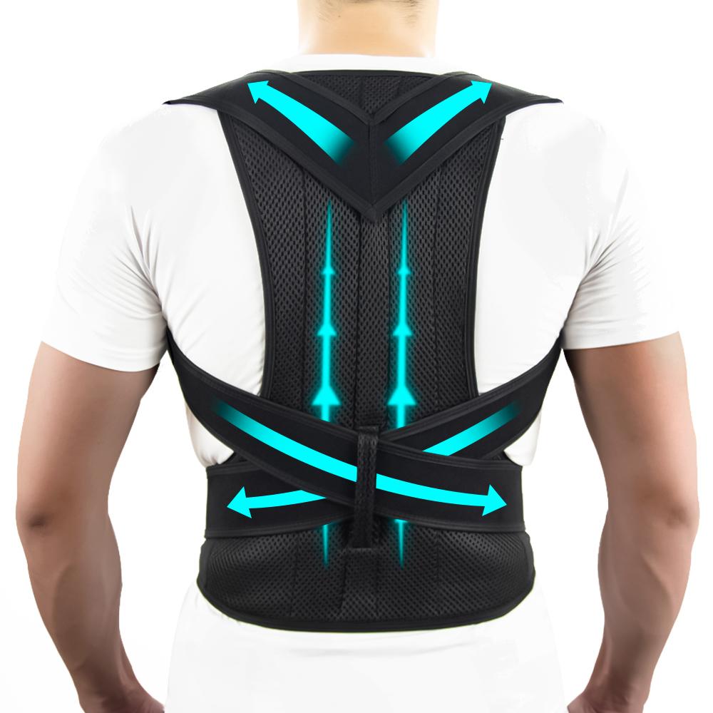 

Adjustable Back Brace Posture Corrector For Women Men Full Back Support Pain Relief Shoulder Straightener S чёрный