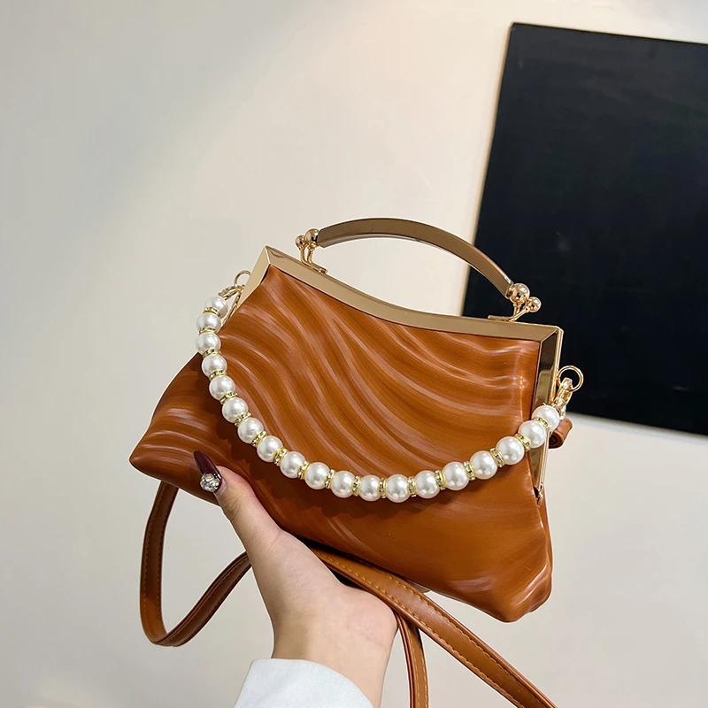 Fashion Women's Crossbody Bags High Quality Pearl Beading Ladies Shoulder Bags  New Simplicity