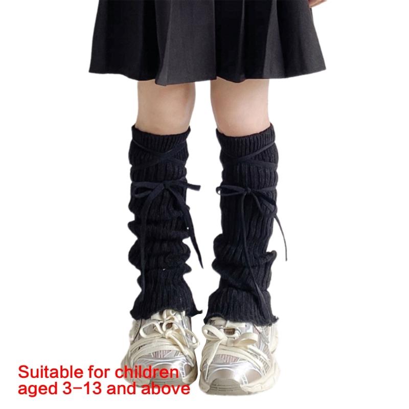 Sock Sleeves Fashionable Tie Bowknot Girls Stackable Socks Comfortable Leg Cover for Daily Wear and Parties